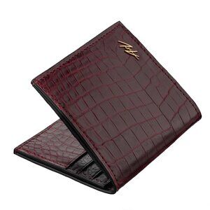 Luxury Alligator Leather Wallet – Handmade Slim Minimalist Dark Cherry Wallet